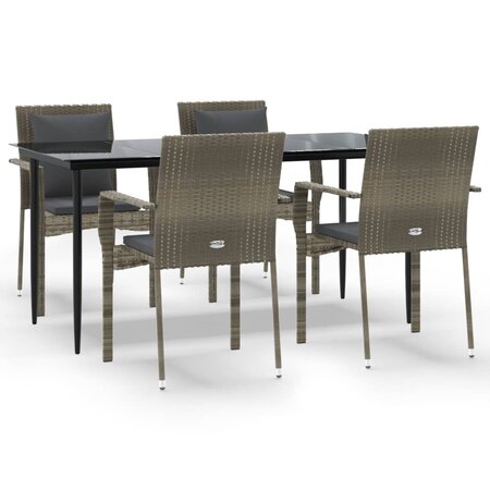 vidaXL Mobilier à dîner de jardin et coussins 5 Pièces noir et gris
