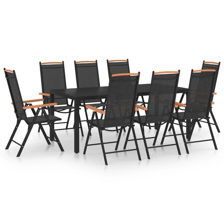 vidaXL Ensemble de salle à manger de jardin 9 Pièces aluminium noir