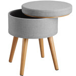 Tectake Tabouret avec coffre de rangement YARA aspect lin transformable - gris clair