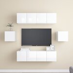 vidaXL Ensemble de meuble TV 6 Pièces Blanc brillant Aggloméré