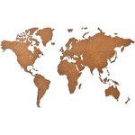 MiMi Innovations Décoration carte du monde murale Bois Marron 90x54 cm