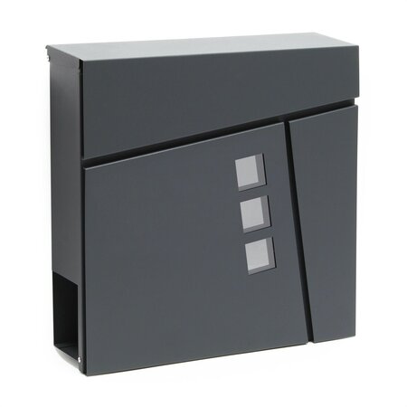 Boite aux lettres design compartiment journal magazine acier galvanisé anthracite