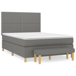 vidaXL Lit à sommier tapissier avec matelas Gris foncé 140x190cm Tissu