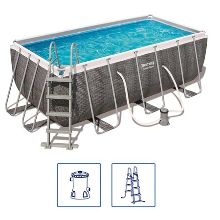 Bestway jeu de piscine rectangulaire power steel 412x201x122 cm 56722