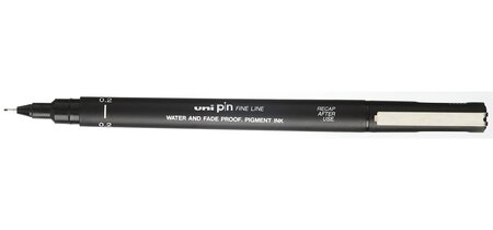 Feutre technique 0 2mm pin 02200 pte calibrée noir uni-ball