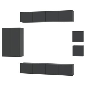 vidaXL Ensemble de meubles TV 8 Pièces Noir Bois d'ingénierie