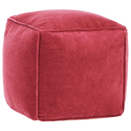 vidaXL Pouf Velours de coton 40 x 40 x 40 cm Rouge