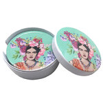 Boite verte contenant 6 sous-verres frida khalo