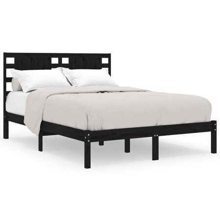 vidaXL Cadre de lit Noir Bois massif 180x200 cm Super King