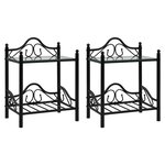 vidaXL Table de chevet 2 Pièces Acier et verre trempé 45x30 5x60 cm Noir