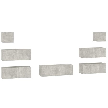 vidaXL Ensemble de meubles TV 7 Pièces Gris béton Bois d'ingénierie
