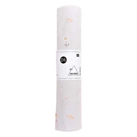 Tissu en coton millefleurs 50 x 140 cm - 122 g / m² - gris clair