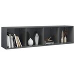 vidaXL Bibliothèque/Meuble TV Gris brillant 36x30x143 cm Aggloméré