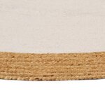 vidaXL Tapis tressé Blanc et naturel 120 cm Jute et coton Rond