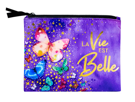Pochette 20 x 15 cm violette - Papillons