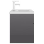 vidaXL Armoire d'évier avec lavabo intégré Gris brillant Aggloméré