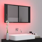 vidaXL Armoire à miroir de bain à LED Noir brillant Acrylique