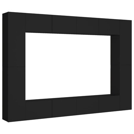 vidaXL Ensemble de meubles TV 8 Pièces Noir Aggloméré