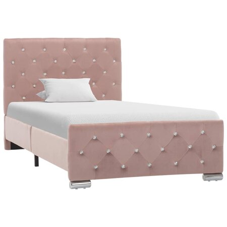 vidaXL Cadre de lit Rose Velours 90x200 cm