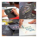 5 stylos-pinceaux 1 pointe calligraphie et pointe pinceau - couleurs métalliques