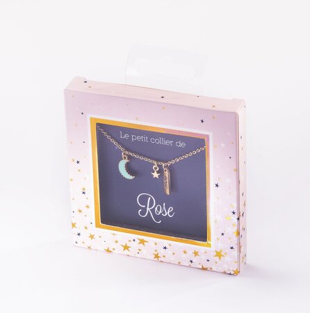 Collier prénom rose avec pendentif lune