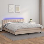 vidaXL Sommier tapissier matelas LED Cappuccino 180x200 cm Similicuir