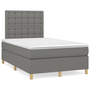 vidaXL Lit à sommier tapissier avec matelas Gris foncé 120x200cm Tissu
