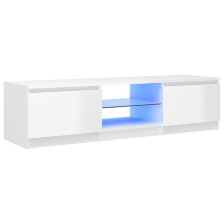 vidaXL Meuble TV avec lumières LED blanc brillant 140x40x35 5 cm