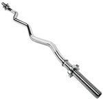 Tectake Barre de Musculation, Barre de Curl en Acier Chromé Moleté