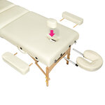 Tectake table de massage somwang 3 zones avec rembourrage de 7 5cm et châssis en bois - beige