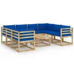 vidaXL Salon de jardin 9 Pièces avec coussins bois de pin imprégné