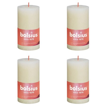 Bolsius Bougies pilier rustiques Shine 4 Pièces 130x68 mm Perle douce