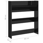 vidaXL Armoire à chaussures murale Noir brillant 80x18x90 cm Aggloméré