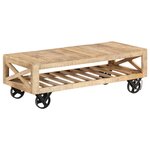 vidaXL Table basse avec roues Bois de manguier massif 110 x 50 x 37 cm