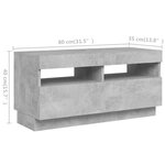 vidaXL Meuble TV avec lumières LED Gris béton 180x35x40 cm