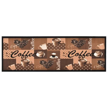 vidaXL Tapis de cuisine lavable Marron café 60x180 cm