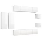 vidaXL Ensemble de meuble TV 8 Pièces Blanc brillant Aggloméré