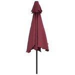 vidaXL Parasol d'extérieur avec LED et mât en acier 300 cm Bordeaux