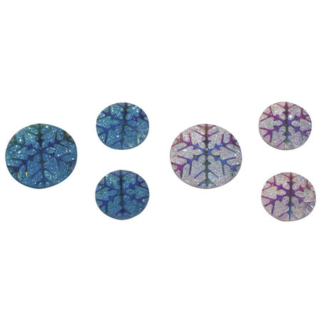 Sticker acryl. rond av.flocons de neige  ø1 2+1 5cm  36 pces