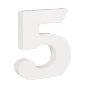 Chiffre 5 MDF Blanc 11 cm