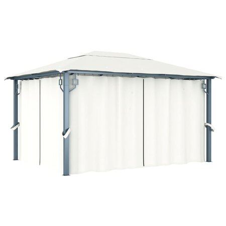 vidaXL Tonnelle avec rideau 400x300 cm Crème Aluminium
