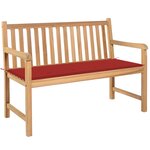 vidaXL Banc de jardin avec coussin rouge 120 cm Bois de teck massif