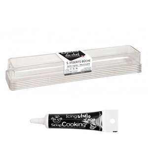5 inserts bûche de Noël + Stylo glaçage noir