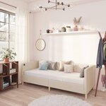vidaXL Lit avec matelas et éclairage USB Crème Tissu 90x200 cm