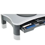 Desq socle pour moniteur avec pivot et tiroir gris