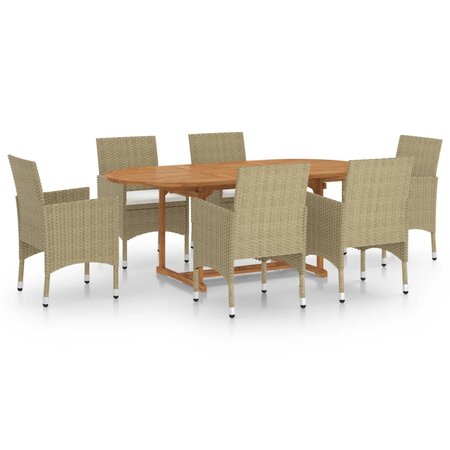 vidaXL Ensemble de salle à manger de jardin 7 Pièces Résine tressée Beige