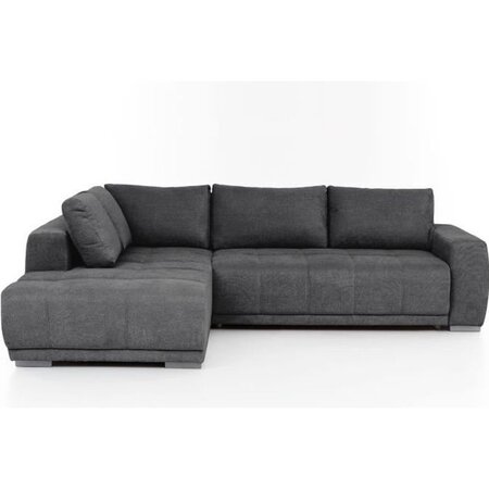 Canapé d'angle convertible gauche - Tissu Gris - Contemporain - L 280 x P 204 x H 66 cm - BOLERO
