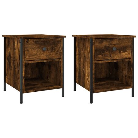 vidaXL Tables de chevet 2 Pièces chêne fumé 40x42x50 cm bois ingénierie