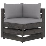 vidaXL Salon de jardin 8 Pièces avec coussins Bois imprégné de gris