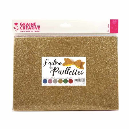 6 feuilles de caoutchouc souple pailleté